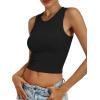 imageANRABESS Womens Crop Tank Tops High Neck Sleeveless Ribbed Knit Slim Fit Shirts 2026 Summer Casual Basic Workout ClothesBlack