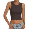 imageANRABESS Womens Crop Tank Tops High Neck Sleeveless Ribbed Knit Slim Fit Shirts 2026 Summer Casual Basic Workout ClothesCoffee