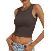 imageANRABESS Womens Crop Tank Tops High Neck Sleeveless Ribbed Knit Slim Fit Shirts 2026 Summer Casual Basic Workout ClothesCoffee
