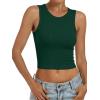 imageANRABESS Womens Crop Tank Tops High Neck Sleeveless Ribbed Knit Slim Fit Shirts 2026 Summer Casual Basic Workout ClothesDeep Green