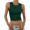 imageANRABESS Womens Crop Tank Tops High Neck Sleeveless Ribbed Knit Slim Fit Shirts 2026 Summer Casual Basic Workout ClothesDeep Green