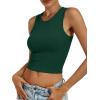 imageANRABESS Womens Crop Tank Tops High Neck Sleeveless Ribbed Knit Slim Fit Shirts 2026 Summer Casual Basic Workout ClothesDeep Green