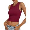 imageANRABESS Womens Crop Tank Tops High Neck Sleeveless Ribbed Knit Slim Fit Shirts 2026 Summer Casual Basic Workout ClothesDeep Red