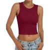 imageANRABESS Womens Crop Tank Tops High Neck Sleeveless Ribbed Knit Slim Fit Shirts 2026 Summer Casual Basic Workout ClothesDeep Red