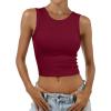 imageANRABESS Womens Crop Tank Tops High Neck Sleeveless Ribbed Knit Slim Fit Shirts 2026 Summer Casual Basic Workout ClothesDeep Red