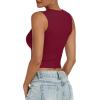 imageANRABESS Womens Crop Tank Tops High Neck Sleeveless Ribbed Knit Slim Fit Shirts 2026 Summer Casual Basic Workout ClothesDeep Red