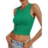 imageANRABESS Womens Crop Tank Tops High Neck Sleeveless Ribbed Knit Slim Fit Shirts 2026 Summer Casual Basic Workout ClothesGreen