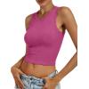 imageANRABESS Womens Crop Tank Tops High Neck Sleeveless Ribbed Knit Slim Fit Shirts 2026 Summer Casual Basic Workout ClothesHot Pink