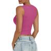 imageANRABESS Womens Crop Tank Tops High Neck Sleeveless Ribbed Knit Slim Fit Shirts 2026 Summer Casual Basic Workout ClothesHot Pink