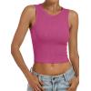 imageANRABESS Womens Crop Tank Tops High Neck Sleeveless Ribbed Knit Slim Fit Shirts 2026 Summer Casual Basic Workout ClothesHot Pink