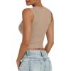 imageANRABESS Womens Crop Tank Tops High Neck Sleeveless Ribbed Knit Slim Fit Shirts 2026 Summer Casual Basic Workout ClothesLight Camel