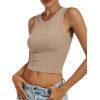 imageANRABESS Womens Crop Tank Tops High Neck Sleeveless Ribbed Knit Slim Fit Shirts 2026 Summer Casual Basic Workout ClothesLight Camel