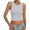 imageANRABESS Womens Crop Tank Tops High Neck Sleeveless Ribbed Knit Slim Fit Shirts 2026 Summer Casual Basic Workout ClothesLight Gray