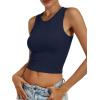 imageANRABESS Womens Crop Tank Tops High Neck Sleeveless Ribbed Knit Slim Fit Shirts 2026 Summer Casual Basic Workout ClothesNavy Blue
