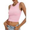 imageANRABESS Womens Crop Tank Tops High Neck Sleeveless Ribbed Knit Slim Fit Shirts 2026 Summer Casual Basic Workout ClothesPink