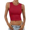 imageANRABESS Womens Crop Tank Tops High Neck Sleeveless Ribbed Knit Slim Fit Shirts 2026 Summer Casual Basic Workout ClothesRed