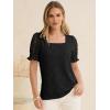 imageANRABESS Womens Dressy Casual Blouses 2026 Summer Work Shirts Lace Square Neck Puff Sleeve Tee Tops Spring Fashion ClothesBlack