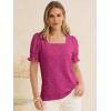 imageANRABESS Womens Dressy Casual Blouses 2026 Summer Work Shirts Lace Square Neck Puff Sleeve Tee Tops Spring Fashion ClothesHot Pink