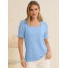 imageANRABESS Womens Dressy Casual Blouses 2026 Summer Work Shirts Lace Square Neck Puff Sleeve Tee Tops Spring Fashion ClothesLight Blue