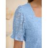 imageANRABESS Womens Dressy Casual Blouses 2026 Summer Work Shirts Lace Square Neck Puff Sleeve Tee Tops Spring Fashion ClothesLight Blue