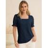 imageANRABESS Womens Dressy Casual Blouses 2026 Summer Work Shirts Lace Square Neck Puff Sleeve Tee Tops Spring Fashion ClothesNavy Blue