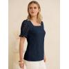 imageANRABESS Womens Dressy Casual Blouses 2026 Summer Work Shirts Lace Square Neck Puff Sleeve Tee Tops Spring Fashion ClothesNavy Blue