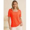 imageANRABESS Womens Dressy Casual Blouses 2026 Summer Work Shirts Lace Square Neck Puff Sleeve Tee Tops Spring Fashion ClothesOrange