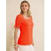 imageANRABESS Womens Dressy Casual Blouses 2026 Summer Work Shirts Lace Square Neck Puff Sleeve Tee Tops Spring Fashion ClothesOrange