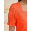 imageANRABESS Womens Dressy Casual Blouses 2026 Summer Work Shirts Lace Square Neck Puff Sleeve Tee Tops Spring Fashion ClothesOrange