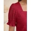 imageANRABESS Womens Dressy Casual Blouses 2026 Summer Work Shirts Lace Square Neck Puff Sleeve Tee Tops Spring Fashion ClothesRed