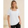 imageANRABESS Womens Dressy Casual Blouses 2026 Summer Work Shirts Lace Square Neck Puff Sleeve Tee Tops Spring Fashion ClothesWhite