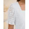 imageANRABESS Womens Dressy Casual Blouses 2026 Summer Work Shirts Lace Square Neck Puff Sleeve Tee Tops Spring Fashion ClothesWhite