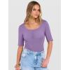imageANRABESS Womens Half Sleeve Tops Summer Slim Fitted Henley Shirts 2026 Spring Basic Tees Dressy Casual Blouses Cute T ShirtBright Purple