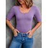 imageANRABESS Womens Half Sleeve Tops Summer Slim Fitted Henley Shirts 2026 Spring Basic Tees Dressy Casual Blouses Cute T ShirtBright Purple