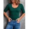 imageANRABESS Womens Half Sleeve Tops Summer Slim Fitted Henley Shirts 2026 Spring Basic Tees Dressy Casual Blouses Cute T ShirtForest Green