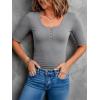 imageANRABESS Womens Half Sleeve Tops Summer Slim Fitted Henley Shirts 2026 Spring Basic Tees Dressy Casual Blouses Cute T ShirtGrey