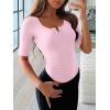 imageANRABESS Womens Half Sleeve Tops Summer Slim Fitted Henley Shirts 2026 Spring Basic Tees Dressy Casual Blouses Cute T ShirtLight Pink