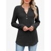imageANRABESS Womens Henley Shirts Long Sleeve Tunic Tops 2025 Fall Fashion Outfits Ribbed Knit Sweaters Ladies Casual ClothesBlack