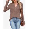 imageANRABESS Womens Henley Shirts Long Sleeve Tunic Tops 2025 Fall Fashion Outfits Ribbed Knit Sweaters Ladies Casual ClothesBrown