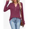 imageANRABESS Womens Henley Shirts Long Sleeve Tunic Tops 2025 Fall Fashion Outfits Ribbed Knit Sweaters Ladies Casual ClothesBurgundy