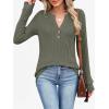 imageANRABESS Womens Henley Shirts Long Sleeve Tunic Tops 2025 Fall Fashion Outfits Ribbed Knit Sweaters Ladies Casual ClothesDeep Green