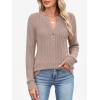 imageANRABESS Womens Henley Shirts Long Sleeve Tunic Tops 2025 Fall Fashion Outfits Ribbed Knit Sweaters Ladies Casual ClothesTan