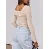 imageANRABESS Womens One Off Shoulder Shirts Long Sleeve Slim Fitted Going Out Crop Tops 2025 Fall Outfits Y2K ClothesAlmond
