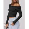 imageANRABESS Womens One Off Shoulder Shirts Long Sleeve Slim Fitted Going Out Crop Tops 2025 Fall Outfits Y2K ClothesBlack
