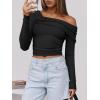 imageANRABESS Womens One Off Shoulder Shirts Long Sleeve Slim Fitted Going Out Crop Tops 2025 Fall Outfits Y2K ClothesBlack