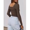imageANRABESS Womens One Off Shoulder Shirts Long Sleeve Slim Fitted Going Out Crop Tops 2025 Fall Outfits Y2K ClothesBrown