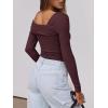 imageANRABESS Womens One Off Shoulder Shirts Long Sleeve Slim Fitted Going Out Crop Tops 2025 Fall Outfits Y2K ClothesBurgundy