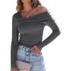 imageANRABESS Womens One Off Shoulder Shirts Long Sleeve Slim Fitted Going Out Crop Tops 2025 Fall Outfits Y2K ClothesDeep Grey