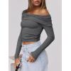 imageANRABESS Womens One Off Shoulder Shirts Long Sleeve Slim Fitted Going Out Crop Tops 2025 Fall Outfits Y2K ClothesDeep Grey