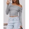 imageANRABESS Womens One Off Shoulder Shirts Long Sleeve Slim Fitted Going Out Crop Tops 2025 Fall Outfits Y2K ClothesGrey